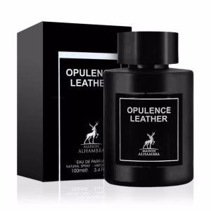 Opulence Leather Eau de Parfum 100ml by Maison Alhambra bottle with black packaging