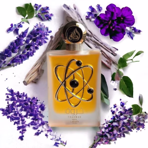 Tharwah Gold Eau de Parfum 100ml by Lattafa gold bottle with ornate design